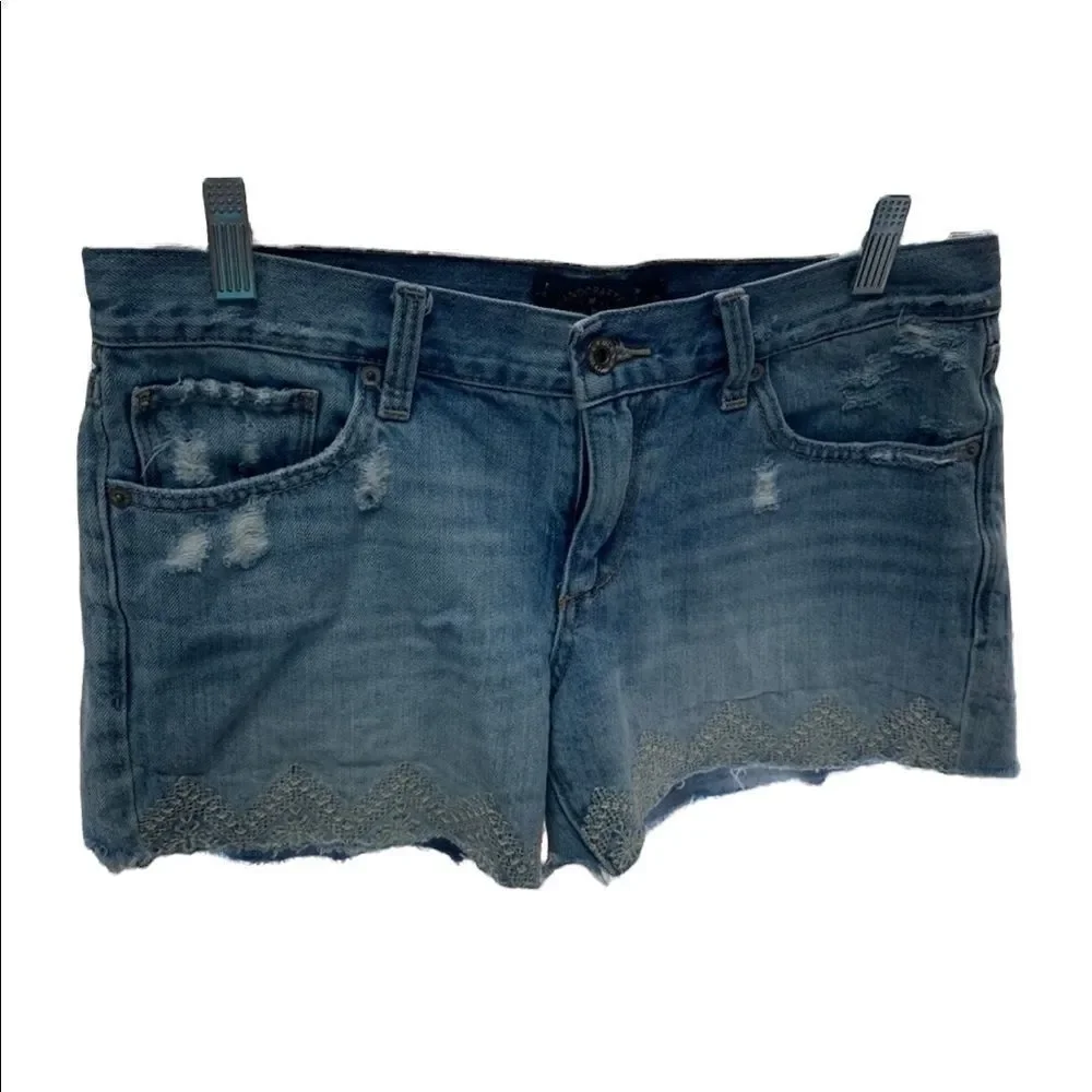 Lucky Brand The Cut Off Raw Hem Embroidered Shorts